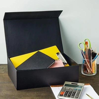 Stockroom Plus 5 Pack Hard Document Storage Box With Magnetic Closure Lid (13.5 X 9 X 4 In) 2 Stockroom Plus 5 Pack Hard Document Storage Box With Magnetic Closure Lid (13.5 X 9 X 4 In) - Image 2
