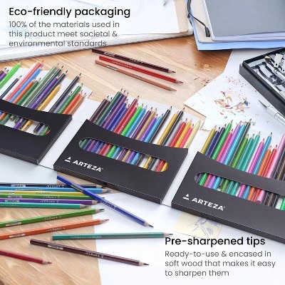 Arteza Watercolor Pencils, 72 Assorted Colors, Triangular Shape, Pencil Crayons For Coloring Books And Canvas, Watercolor Brush Included, Art Supplies 4 Arteza Watercolor Pencils, 72 Assorted Colors, Triangular Shape, Pencil Crayons For Coloring Books And Canvas, Watercolor Brush Included, Art Supplies - Image 4