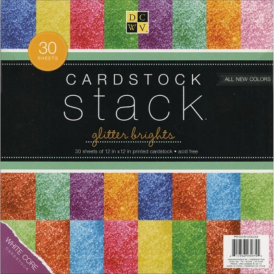DCWV Single-Sided Cardstock Stack 12"X12" 30/Pkg-Glitter, White Core, 12 Color/2-3 Each 1 DCWV Single-Sided Cardstock Stack 12"X12" 30/Pkg-Glitter, White Core, 12 Color/2-3 Each