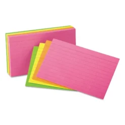 UNIVERSAL Ruled Neon Glow Index Cards 5 X 8 Assorted 100/Pack 47257