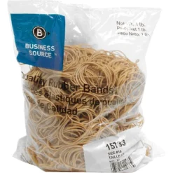 Business Source Rubber Bands Size 16 1 Lb./BG 2-1/2"x1/16" Natural Crepe 15733