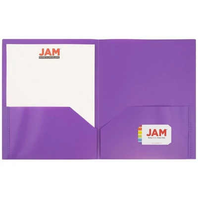 JAM 6pk POP 2 Pocket School Presentation Plastic Folders Purple 2 JAM 6pk POP 2 Pocket School Presentation Plastic Folders Purple - Image 2