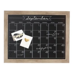 29" X 23" Beatrice Framed Magnetic Chalkboard Calendar Rustic Brown - DesignOvation
