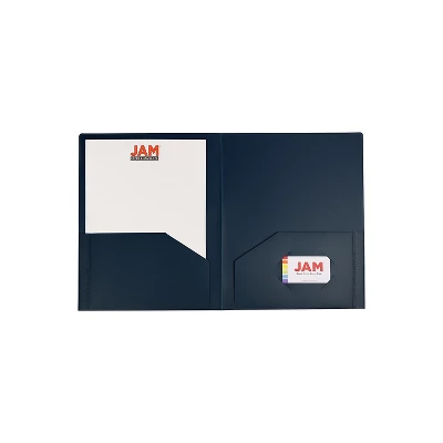 JAM Paper Heavy Duty 2-Pocket School Folders Navy Blue 6/Pack (383HNAA) 2 JAM Paper Heavy Duty 2-Pocket School Folders Navy Blue 6/Pack (383HNAA) - Image 2