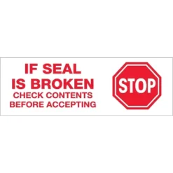 Tape Logic Pre-Printed Carton Sealing Tape "Stop If Seal Is Broken..." 2.2 Mil 3 T905P01