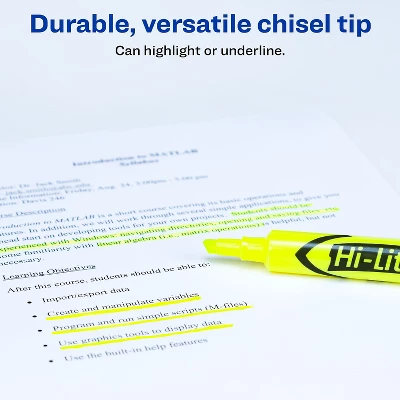 Avery HI-LITER Desk-Style Highlighters Chisel Tip Fluorescent Yellow 36/Box 98208 2 Avery HI-LITER Desk-Style Highlighters Chisel Tip Fluorescent Yellow 36/Box 98208 - Image 2