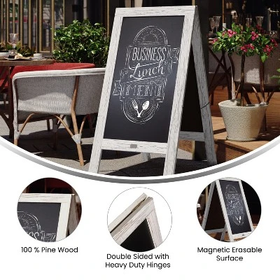 Flash Furniture Canterbury Wooden Indoor/Outdoor A-Frame Magnetic Chalkboard Sign Set With 8 Chalk Markers, 10 Stencils, Eraser, And 2 Magnets 5 Flash Furniture Canterbury Wooden Indoor/Outdoor A-Frame Magnetic Chalkboard Sign Set With 8 Chalk Markers, 10 Stencils, Eraser, And 2 Magnets - Image 5