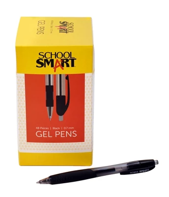 School Smart Retractable Gel Pens With Grip, Black Ink, Clear Barrel, Pack Of 48 1 School Smart Retractable Gel Pens With Grip, Black Ink, Clear Barrel, Pack Of 48