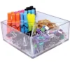 Azar Displays Deluxe Clear Square Bin Four Compartment Revolving Desk Organizer 8"W X 8"D X 4"H