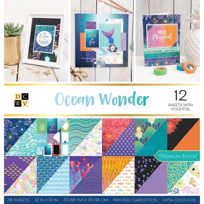 DCWV Double-Sided Cardstock Stack 12"X12" 36/Pkg-Ocean Wonder, 18 Designs/2 Each 1 DCWV Double-Sided Cardstock Stack 12"X12" 36/Pkg-Ocean Wonder, 18 Designs/2 Each