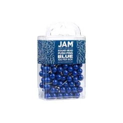 JAM PAPER Round Head Push Pins Blue 100/Pack (346RTBU)
