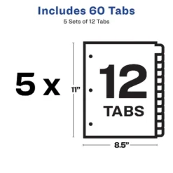 Avery Print & Apply Clear Label Dividers W/White Tabs 12-Tab Letter 5 Sets 11582 -Stationery Sphere Outlet Store GUEST 2a930900 b5a0 497e 8b91 0dd485c5d230