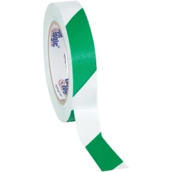 Tape Logic Striped Vinyl Tape 7.0 Mil 1" X 36 Yds. Green/White 3/Case T91363PKGW