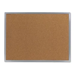 UNIVERSAL Bulletin Board Natural Cork 24 X 18 Satin-Finished Aluminum Frame 43612