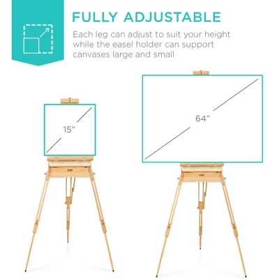 Best Choice Products French Easel, 32pc Beginners Kit Portable Wooden Adjustable Tripod W/ Paint Supplies 3 Best Choice Products French Easel, 32pc Beginners Kit Portable Wooden Adjustable Tripod W/ Paint Supplies - Image 3