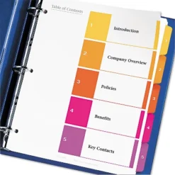 Avery Ready Index Customizable Table Of Contents Asst Dividers 5-Tab Ltr 6 Sets 11187