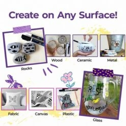 PINTAR Premium Acrylic Paint Pens - 1mm Fine Tip Pens For Rock Painting, Ceramic, Wood, Craft Supplies, DIY Project (6 Black)