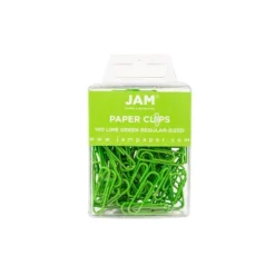 JAM Paper Small Paper Clips Lime Green 3 Packs Of 100 (21830624B)