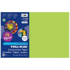 Pacon Tru-Ray 12" X 18" Construction Paper Brilliant Lime 50 Sheets/Pack 5 Packs (PAC103425-5)
