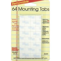 Magic-Mounts® Removable Mounting Tabs, 1/2" X 1/2", 64 Per Pack, 12 Packs