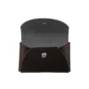 JAM Paper Italian Leather Business Card Holder Case With Round Flap Dark Brown 2233317454