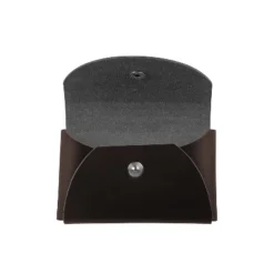 JAM Paper Italian Leather Business Card Holder Case With Round Flap Dark Brown 2233317454