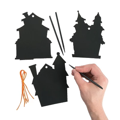 Neliblu Halloween Magic Scratch Crafts For Kids & Adults, 24 Haunted House Ornaments, 24 Sticks & 24 Ribbons 3 Neliblu Halloween Magic Scratch Crafts For Kids & Adults, 24 Haunted House Ornaments, 24 Sticks & 24 Ribbons - Image 3
