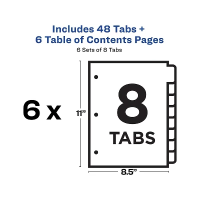 Avery Pre-Printed 8-Tab Numeric Dividers Customizable 11822 5 Avery Pre-Printed 8-Tab Numeric Dividers Customizable 11822 - Image 5