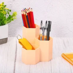 Unique Bargains Pencil Holder Plastic 3 Slots Hexagon Desk Organizer Pen Cup For Office Desktop Home -Stationery Sphere Outlet Store GUEST 489b76b6 8b38 4249 8269 08d0f14f4113