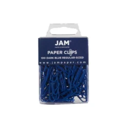JAM Paper Colored Standard Paper Clips Small 1 Inch Dark Blue Paperclips 42186868A