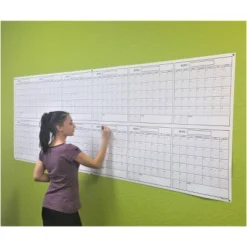 Undated 12-Month Blank Jumbo Wet & Dry Erase Laminated Horizontal Wall Calendar 36"x100" - SwiftGlimpse