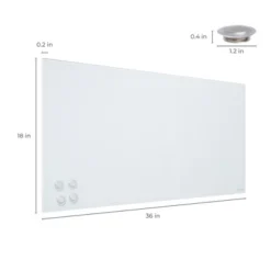 ECR4Kids MessageStor 18in X 36in Magnetic Dry-Erase Glass Board And 4 Rare Earth Magnets