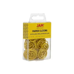JAM Paper Colored Circular Paper Clips Round Paperclips Yellow 2 Packs Of 50 2187140B