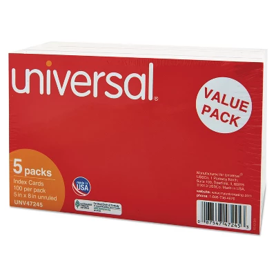 UNIVERSAL Unruled Index Cards 5 X 8 White 500/Pack 47245 1 UNIVERSAL Unruled Index Cards 5 X 8 White 500/Pack 47245