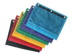 School Smart Mesh Zippered Binder Pockets, 10 X 7-1/2 Inches, Assorted Colors, Pack Of 12