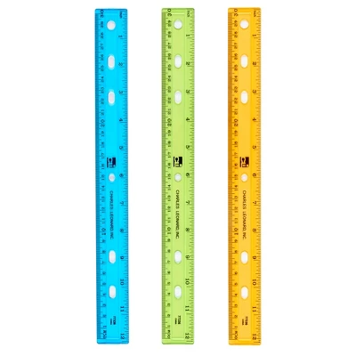 Charles Leonard Plastic Ruler, 12", Translucent, Assorted Colors, Pack Of 48 1 Charles Leonard Plastic Ruler, 12", Translucent, Assorted Colors, Pack Of 48