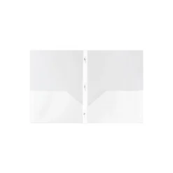 JAM Paper Plastic Two-Pocket School POP Folders W/Metal Prongs Clasps Clear 382ECCLDB