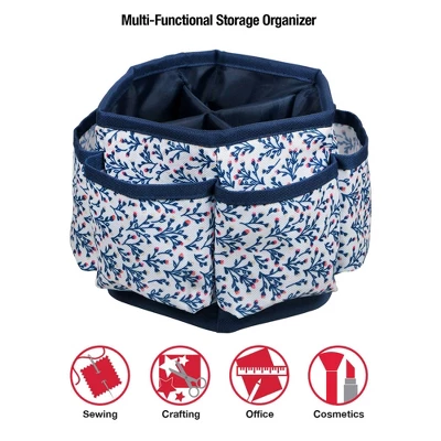 Singer Sewing Storage Organizer Desktop Spinner Navy Floral Print 6 Singer Sewing Storage Organizer Desktop Spinner Navy Floral Print - Image 6