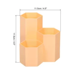 Unique Bargains Pencil Holder Plastic 3 Slots Hexagon Desk Organizer Pen Cup For Office Desktop Home