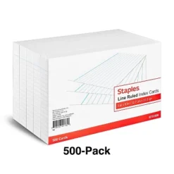 Staples 5" X 8" Line Ruled White Index Cards 500/Pack (51006) 233478