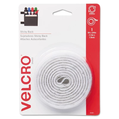 VELCRO® Velcro Sticky-Back Hook And Loop Fastener Tape With Dispenser 3/4 X 5 Ft. Roll White 90087 1 VELCRO® Velcro Sticky-Back Hook And Loop Fastener Tape With Dispenser 3/4 X 5 Ft. Roll White 90087