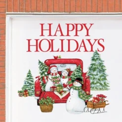 Collections Etc Happy Holidays Snowman In Red Truck Garage Door Magnet Set