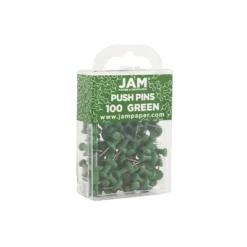 JAM Paper Colored Pushpins Green Push Pins 2 Packs Of 100 (2242954A)