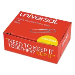 Universal Jumbo Nonskid Paper Clips Silver 100/Pack 10 Packs/Box ( AZRUNV72240)