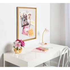 27.5" X 21.5" Calter Framed Linen Fabric Pinboard Gold - Kate And Laurel -Stationery Sphere Outlet Store GUEST 78b7e69c 4941 4396 9204 eb9f16361c49