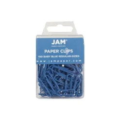 JAM Paper Colored Standard Paper Clips Small 1 Inch Baby Blue Paperclips 221819033A