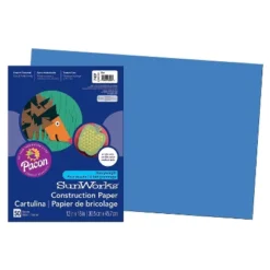 Pacon Prang Construction Paper Blue 12" X 18" 50 Sheets Per Pack 5 Packs (PAC7407-5)