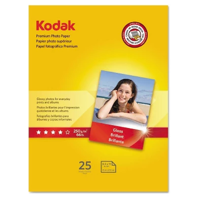 Kodak Premium Photo Paper 8.5 Mil Glossy 8 1/2 X 11 25 Sheets/Pack 8689283 1 Kodak Premium Photo Paper 8.5 Mil Glossy 8 1/2 X 11 25 Sheets/Pack 8689283