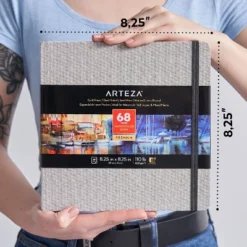 Arteza Gray Linen Hardcover Watercolor Paper Pad With Inner Pocket, 8.25"x8.25", 34 Sheets - 2 Pack -Stationery Sphere Outlet Store GUEST 88d8ae15 c943 40be 9f1c c49bd6518094