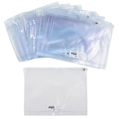 School Smart Zipper Binder Pouches , 7 X 10 Inches, Clear And White, Pack Of 24 2 School Smart Zipper Binder Pouches , 7 X 10 Inches, Clear And White, Pack Of 24 - Image 2